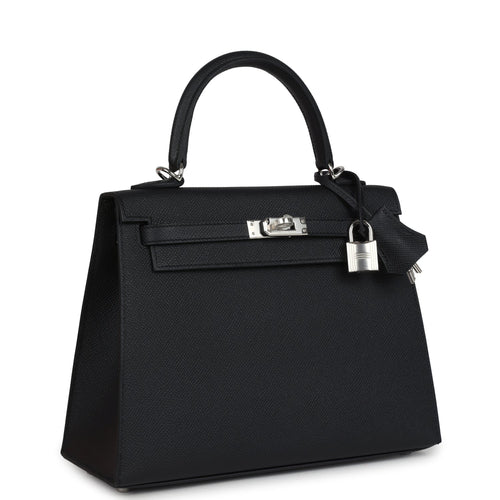 Hermes Kelly Sellier 25 Black Epsom Palladium Hardware back