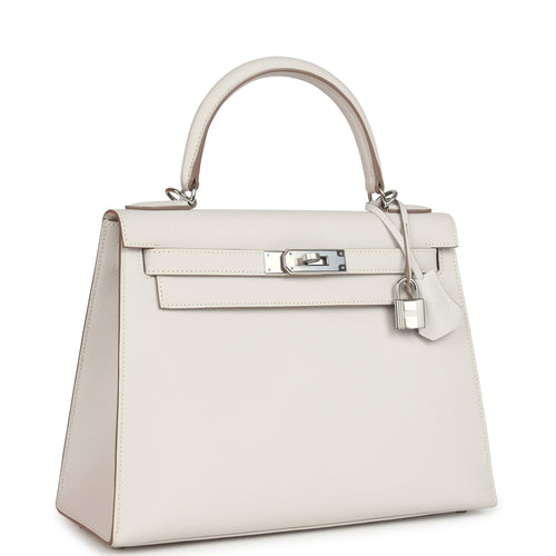 Hermes Kelly Sellier 28 Gris Pale Epsom Palladium Hardware