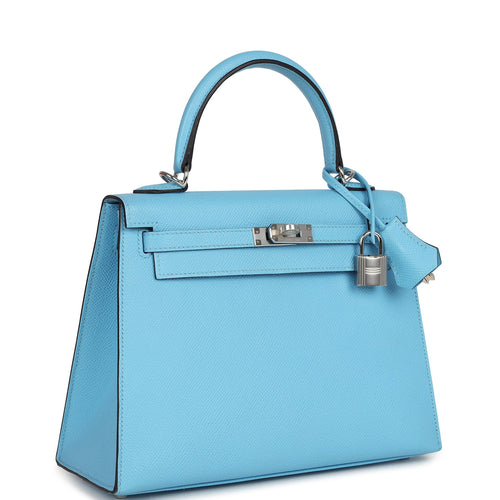 Hermes Kelly Sellier 25 Celeste Epsom Palladium Hardware