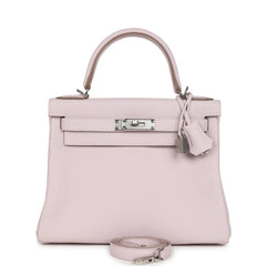 Hermes Kelly Retourne 28 Mauve Pale Clemence Palladium Hardware