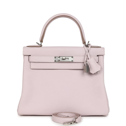 Hermes Kelly Retourne 28 Mauve Pale Clemence Palladium Hardware