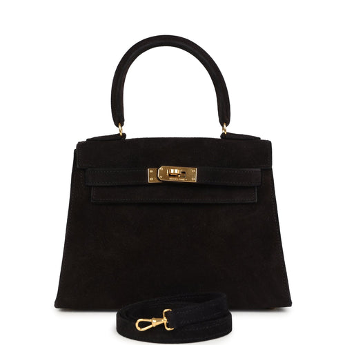 Vintage Hermes Kelly Sellier 20 Black Doblis Gold Hardware
