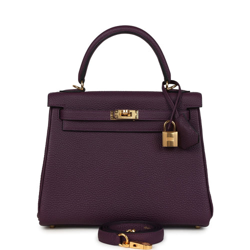 Hermes Kelly Retourne 25 Cassis Togo Gold Hardware