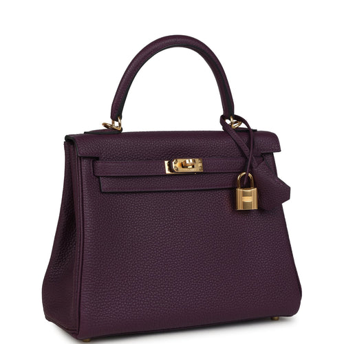 Hermes Kelly Retourne 25 Cassis Togo Gold Hardware