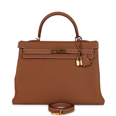 Pre-owned Hermes Kelly Retourne 35 Gold Togo Gold Hardware