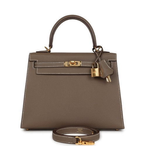 Hermes Kelly Sellier 25 Etoupe Epsom Gold Hardware