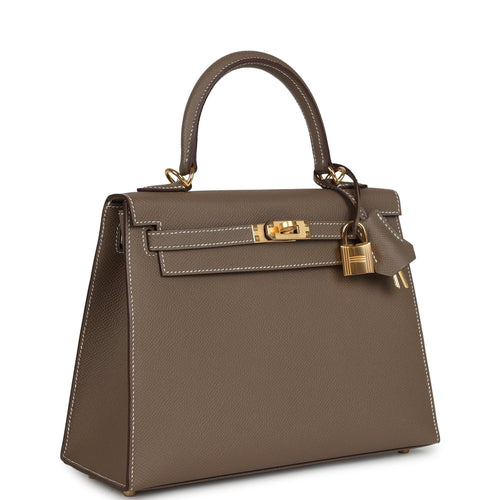 Hermes Kelly Sellier 25 Etoupe Epsom Gold Hardware