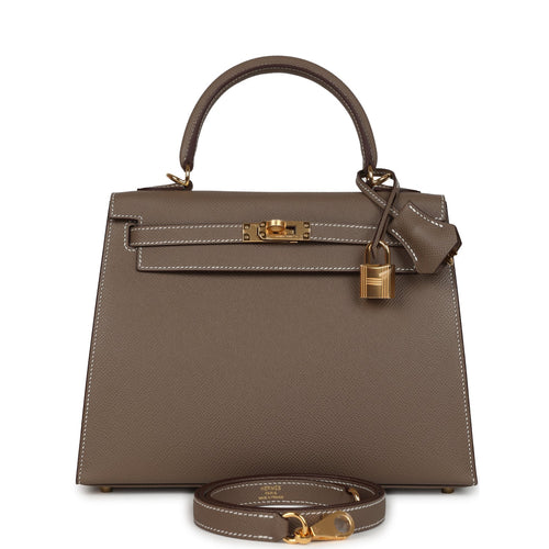 Hermes Kelly Sellier 25 Etoupe Epsom Gold Hardware