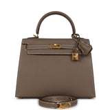 Hermes Kelly Sellier 25 Etoupe Epsom Gold Hardware