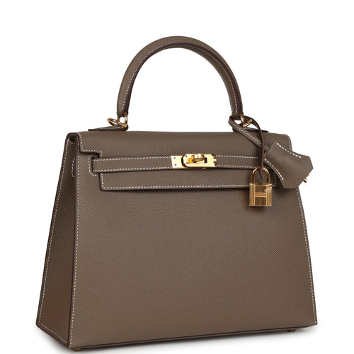 Hermes Kelly Sellier 25 Etoupe Epsom Gold Hardware