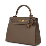 Hermes Kelly Sellier 25 Etoupe Epsom Gold Hardware