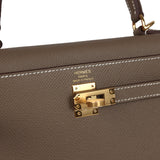 Hermes Kelly Sellier 25 Etoupe Epsom Gold Hardware