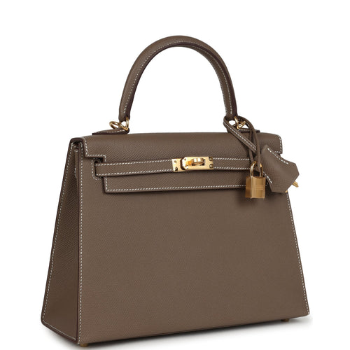 Hermes Kelly Sellier 25 Etoupe Epsom Gold Hardware
