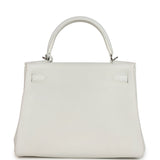 Hermes Kelly Retourne 28 White Clemence Palladium Hardware - Thumbnail View 4