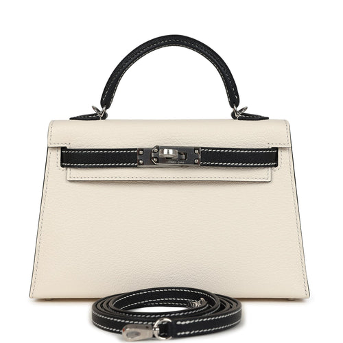 Hermes Special Order (HSS) Kelly Sellier 20 Nata and Black Chevre Mysore Palladium Hardware