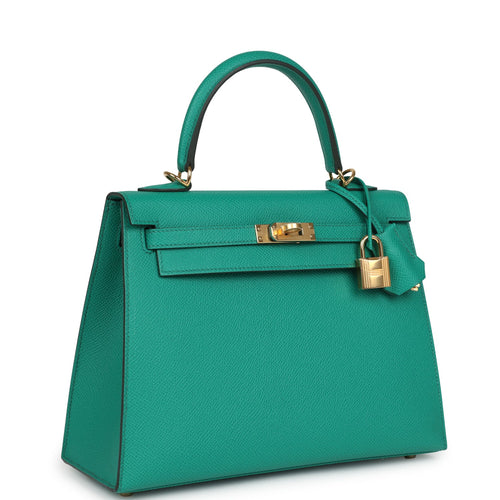 Hermes Kelly Sellier 25 Vert Jade Epsom Gold Hardware
