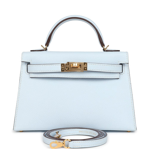 Hermes Kelly Sellier 20 Bleu Brume Epsom Gold Hardware