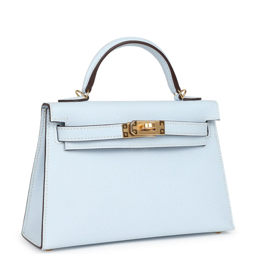 Hermes Kelly Sellier 20 Bleu Brume Epsom Gold Hardware