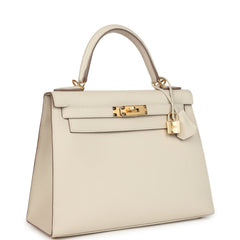 Hermes Kelly Sellier 28 Craie Epsom Gold Hardware