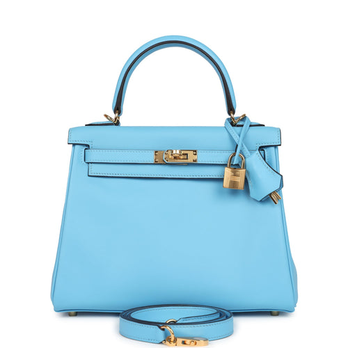 Hermes Kelly Retourne 25 Celeste Swift Gold Hardware
