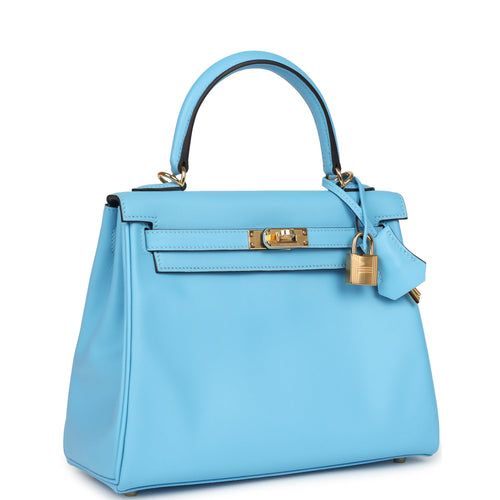 Hermes Kelly Retourne 25 Celeste Swift Gold Hardware
