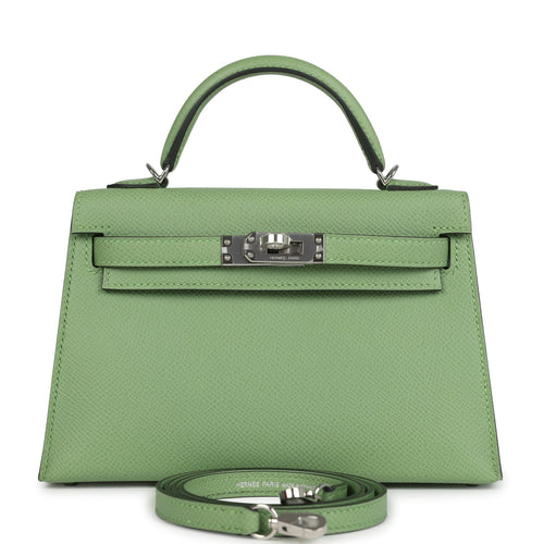 Hermes Kelly Sellier 20 Vert Criquet Epsom Palladium Hardware