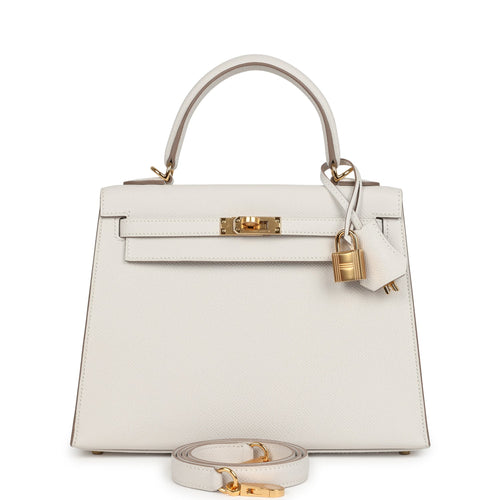 Hermes Kelly Sellier 25 Gris Pale Epsom Gold Hardware