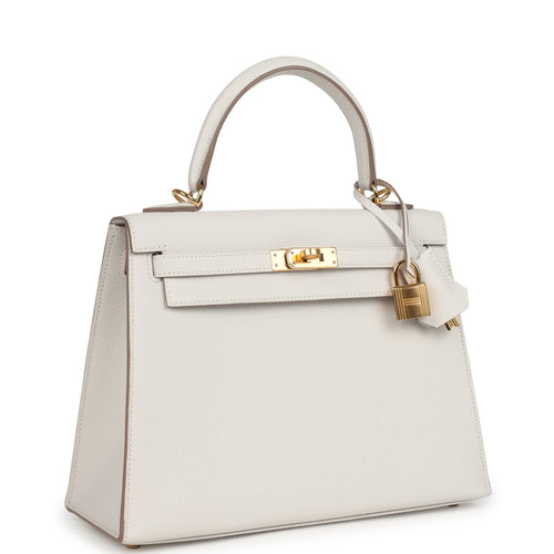 Hermes Kelly Sellier 25 Gris Pale Epsom Gold Hardware