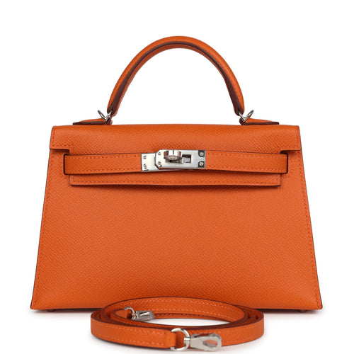 Hermes Kelly Sellier 20 Orange Epsom Palladium Hardware