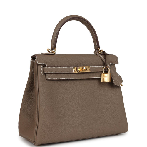 Hermes Kelly Retourne 25 Etoupe Togo Gold Hardware