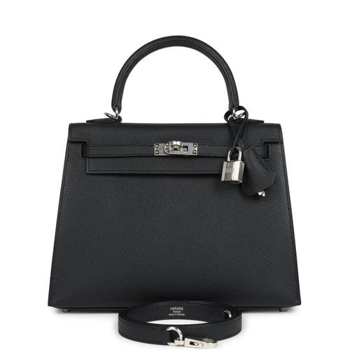 Hermes Kelly Sellier 25 Black Epsom Palladium Hardware