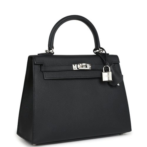 Hermes Kelly Sellier 25 Black Epsom Palladium Hardware