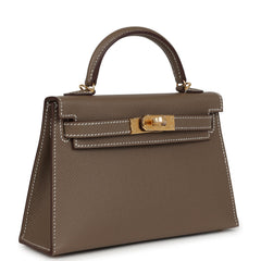 Hermes Kelly Sellier 20 Etoupe Epsom Gold Hardware