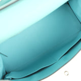 Pre-owned Hermes Kelly Retourne 35 Bleu Atoll Clemence Palladium Hardware