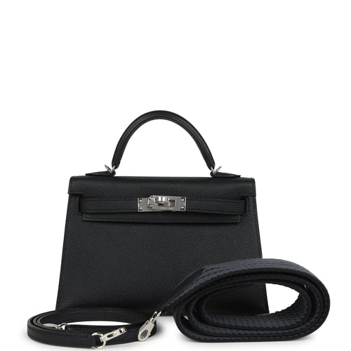 Hermes Kelly Sellier 20 Black Epsom Palladium Hardware