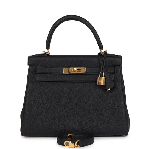 Hermes Kelly Retourne 28 Black Togo Gold Hardware