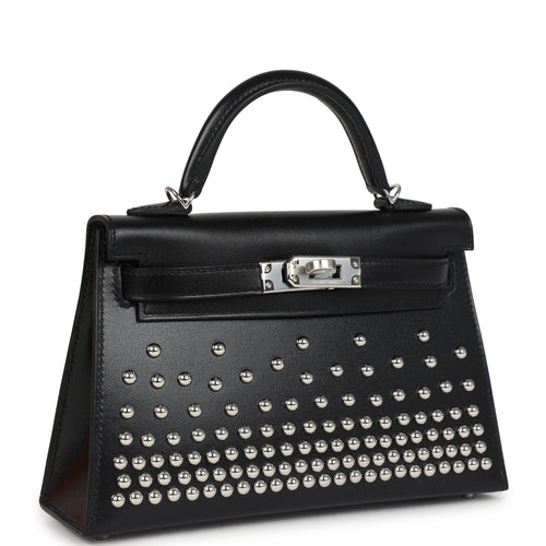 Hermes Kelly Sellier 20 Clouté Black Box Palladium Hardware
