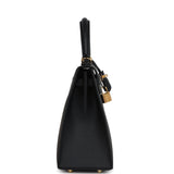 Hermes Kelly Sellier 25 Black Epsom Gold Hardware