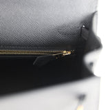 Hermes Kelly Sellier 25 Black Epsom Gold Hardware