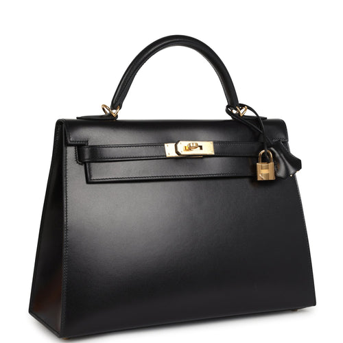 Hermes Kelly Sellier 32 Black Box Gold Hardware