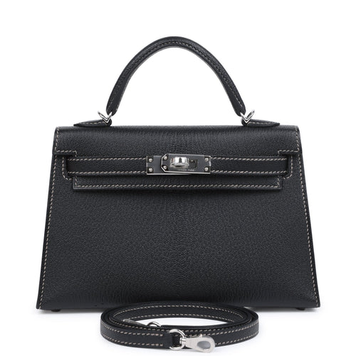 Hermes Special Order (HSS) Kelly Sellier 20 Black Verso Chevre Palladium Hardware