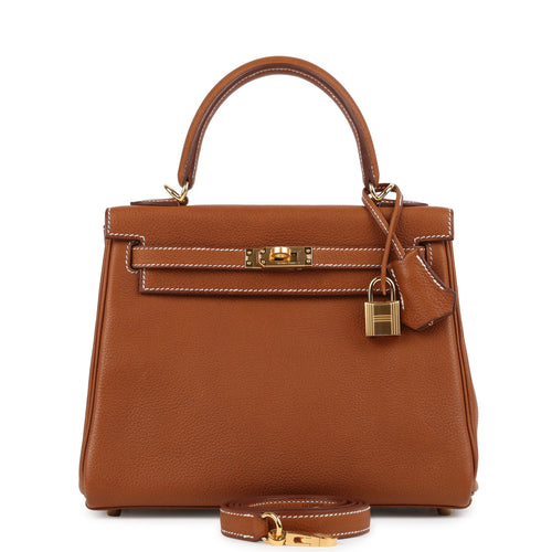 Hermes Kelly Retourne 25 Fauve Barenia Faubourg Gold Hardware