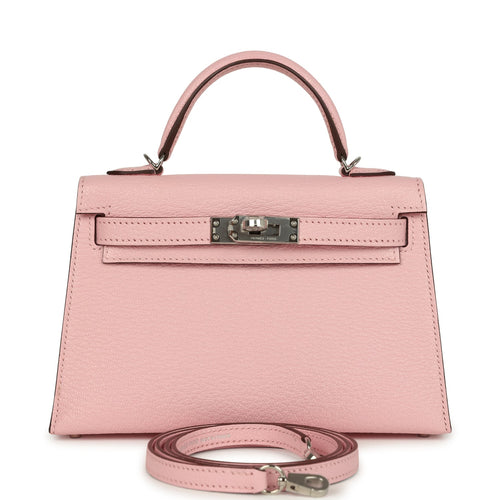 Hermes Kelly Sellier 20 Rose Sakura Chevre Mysore Palladium Hardware