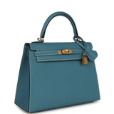 Hermes Kelly Sellier 25 Blue Jean Epsom Gold Hardware