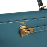 Hermes Kelly Sellier 25 Blue Jean Epsom Gold Hardware