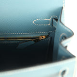 Hermes Kelly Sellier 25 Blue Jean Epsom Gold Hardware