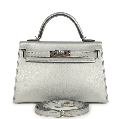 Hermes Kelly Sellier 20 Argent Chevre Chamkilight Palladium Hardware Payment 3 for JJ only