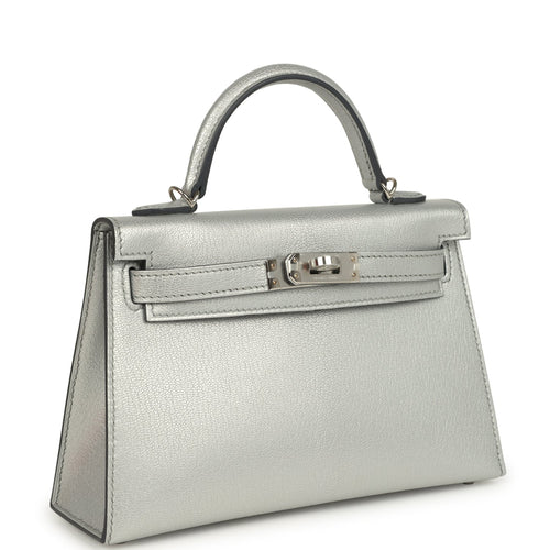 Hermes Kelly Sellier 20 Argent Chevre Chamkilight Palladium Hardware Payment 3 for JJ only