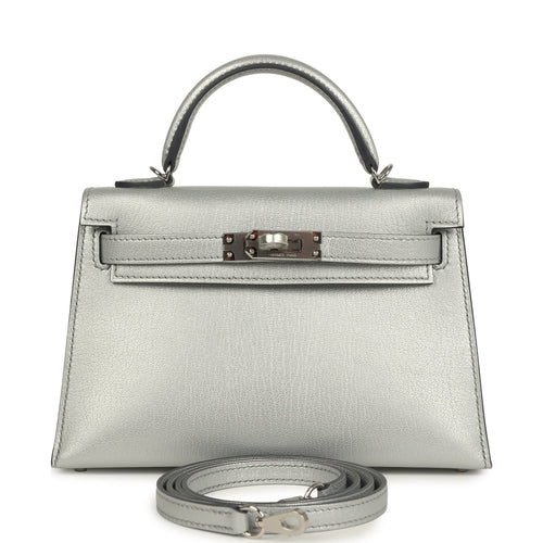 Hermes Kelly Sellier 20 Argent Chevre Chamkilight Palladium Hardware