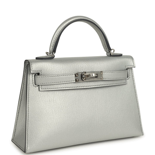 Hermes Kelly Sellier 20 Argent Chevre Chamkilight Palladium Hardware